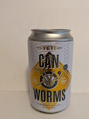 Yeti White Gold Can Worms Tin Can Novelty Gift 12 Oz Collectible Aluminum